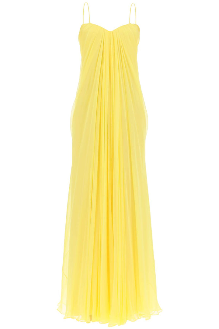 Alexander Mcqueen Silk Chiffon Bustier Gown   Yellow