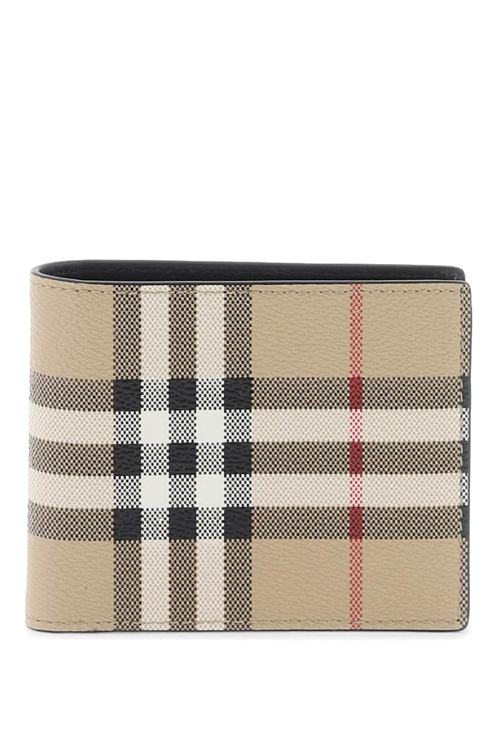 Burberry Bifold Wallet With Check Motiv   Beige