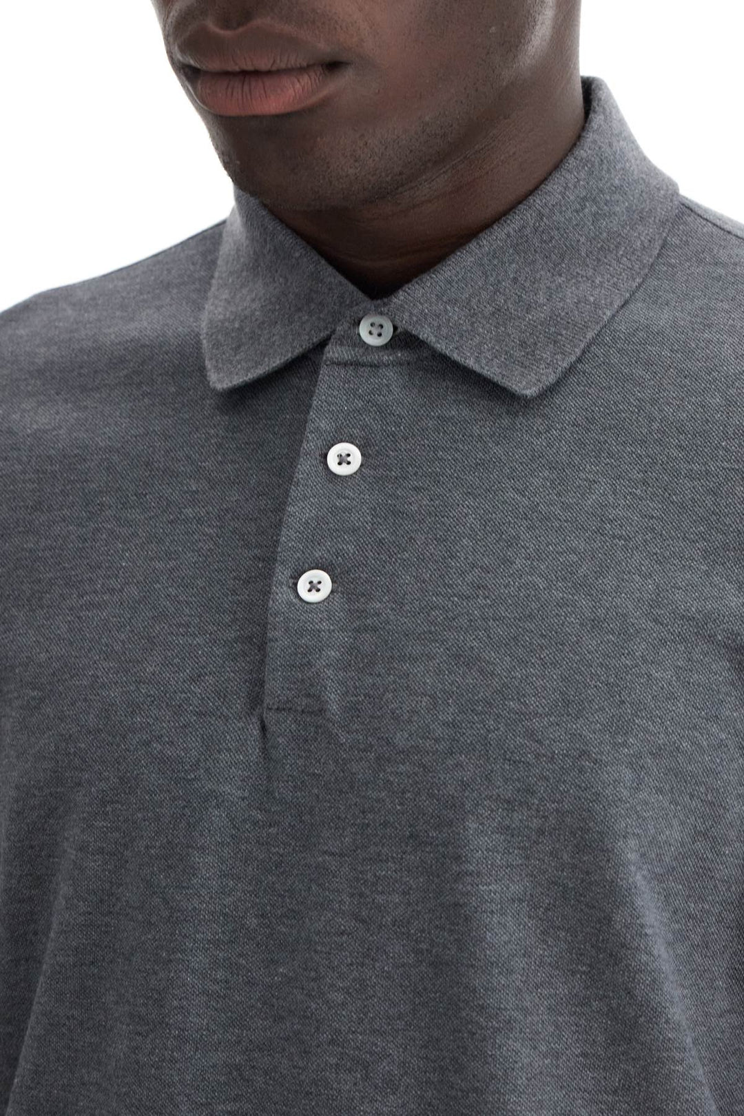 Brunello Cucinelli Long Sleeved Polo Shirt   Grey