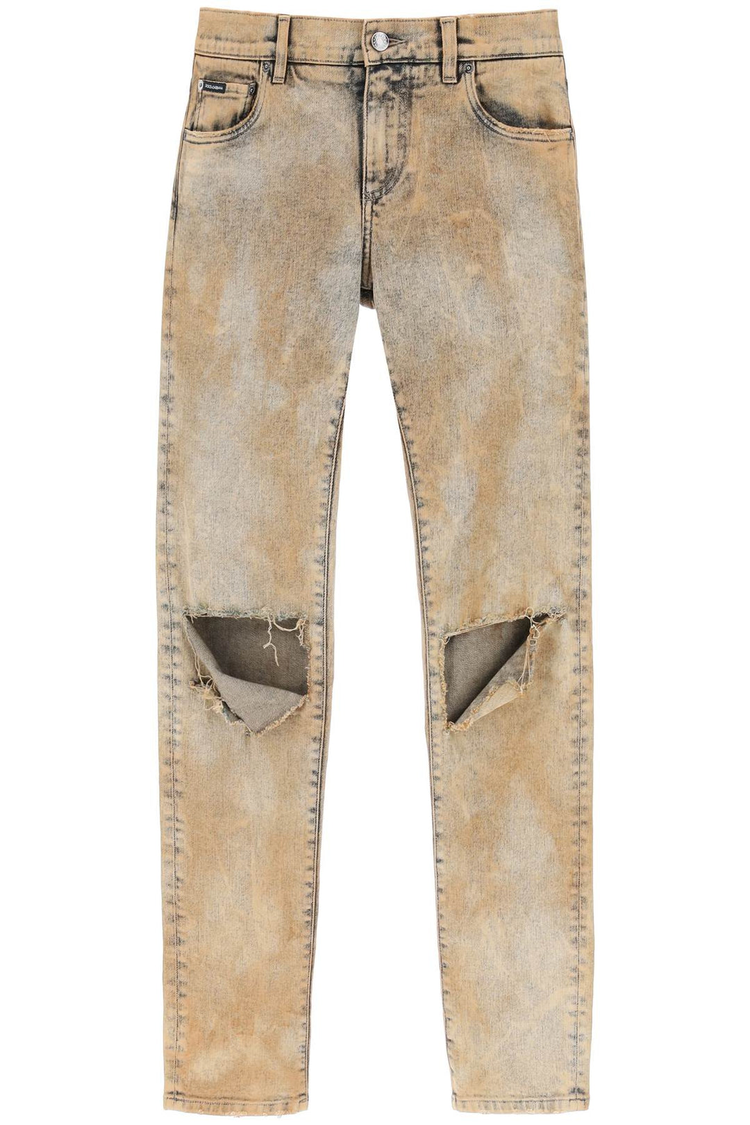Dolce & Gabbana Skinny Jeans In Overdyed Denim   Beige