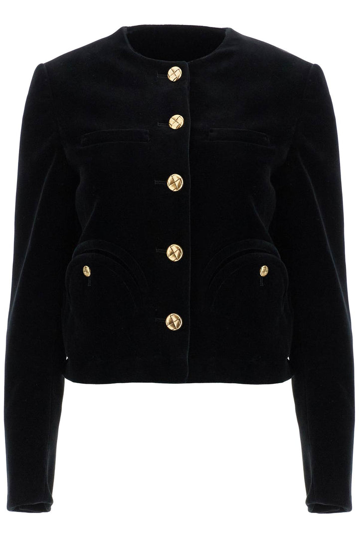 Blaze Milano Cotton Velvet Bolero Jacket In   Black