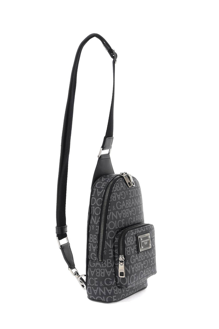 Dolce & Gabbana Crossbody Beltpack With All Over Logo   Grey
