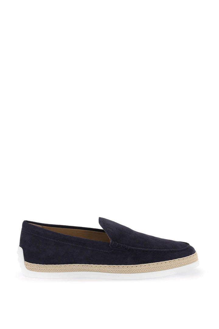 Tod's Suede Slip On With Rafia Insert   Blue