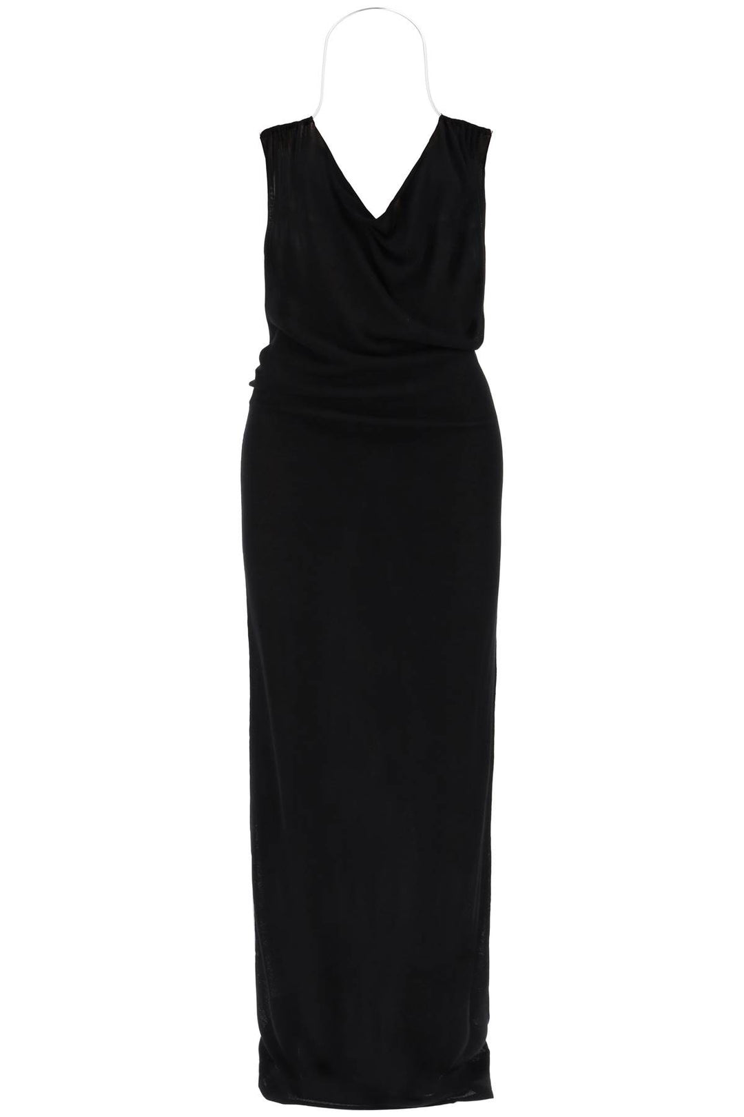 Christopher Esber Replace With Double Quotelong Knit Necklace Dress In   Black