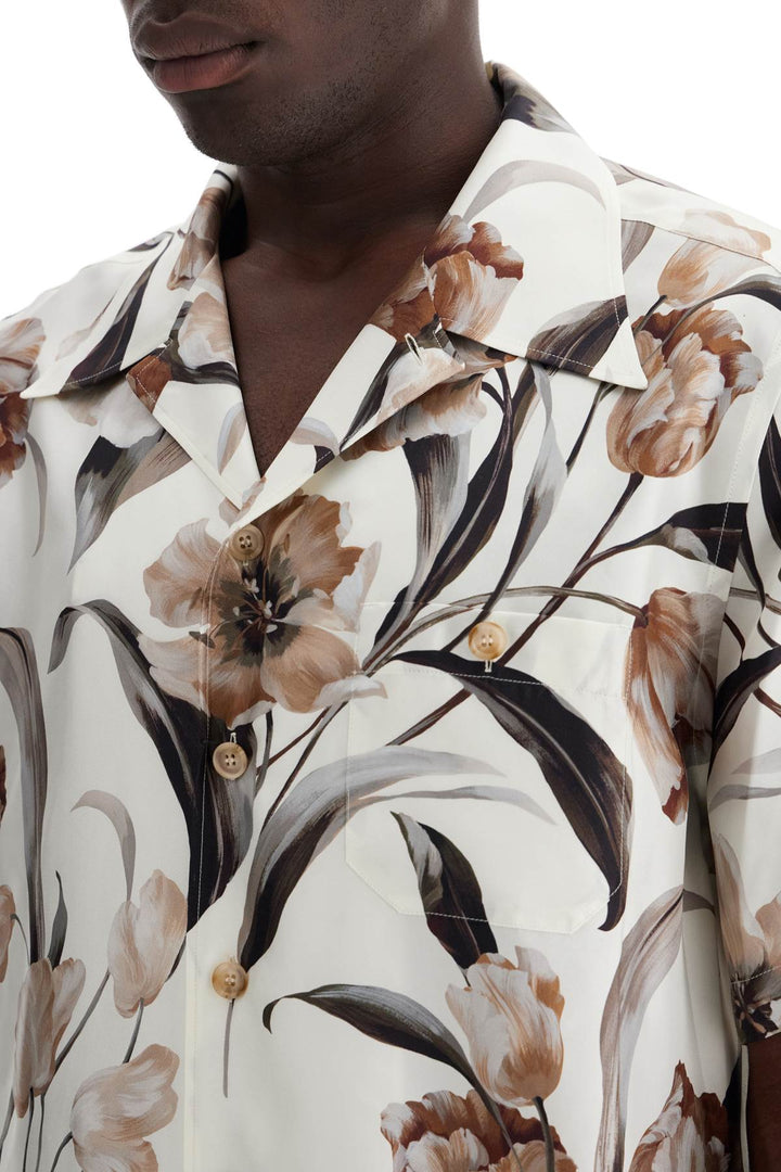 Dolce & Gabbana Silk Tulip Print Hawaiian Shirt Set   White