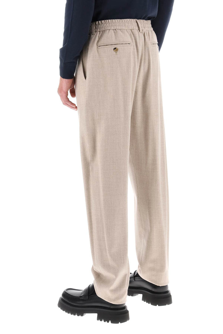 Agnona Single Pleat Wool Silk Trousers   Beige