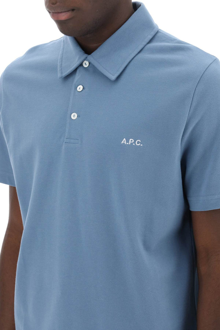 A.P.C. Austin Polo Shirt With Logo Embroidery   Celeste