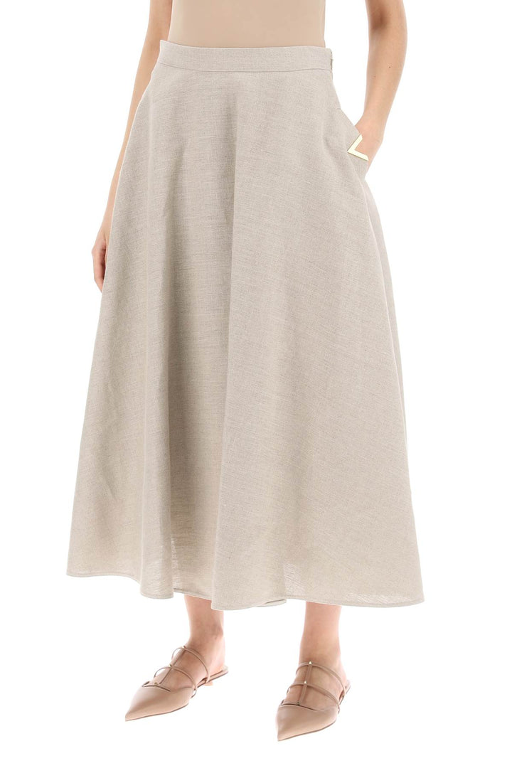 Valentino Garavani Linen Canvas Skirt For Women   Neutro