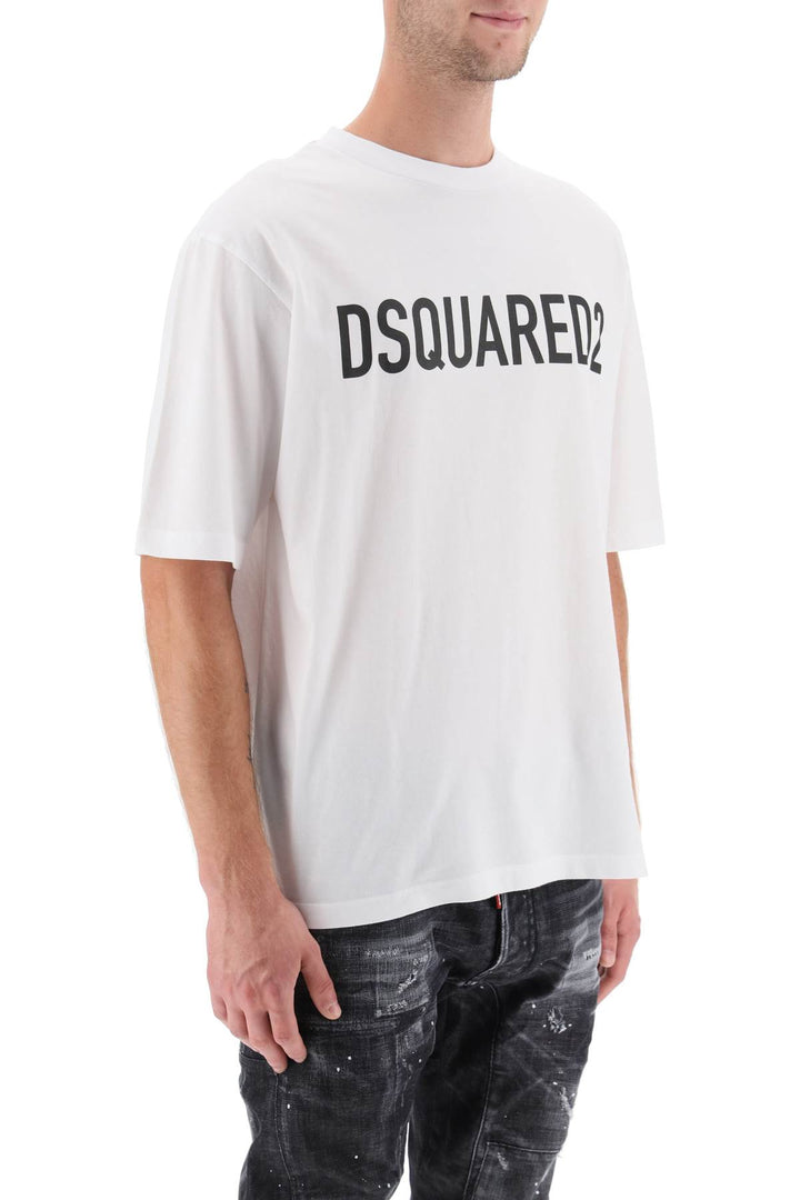 Dsquared2 Logo Print T Shirt   Bianco