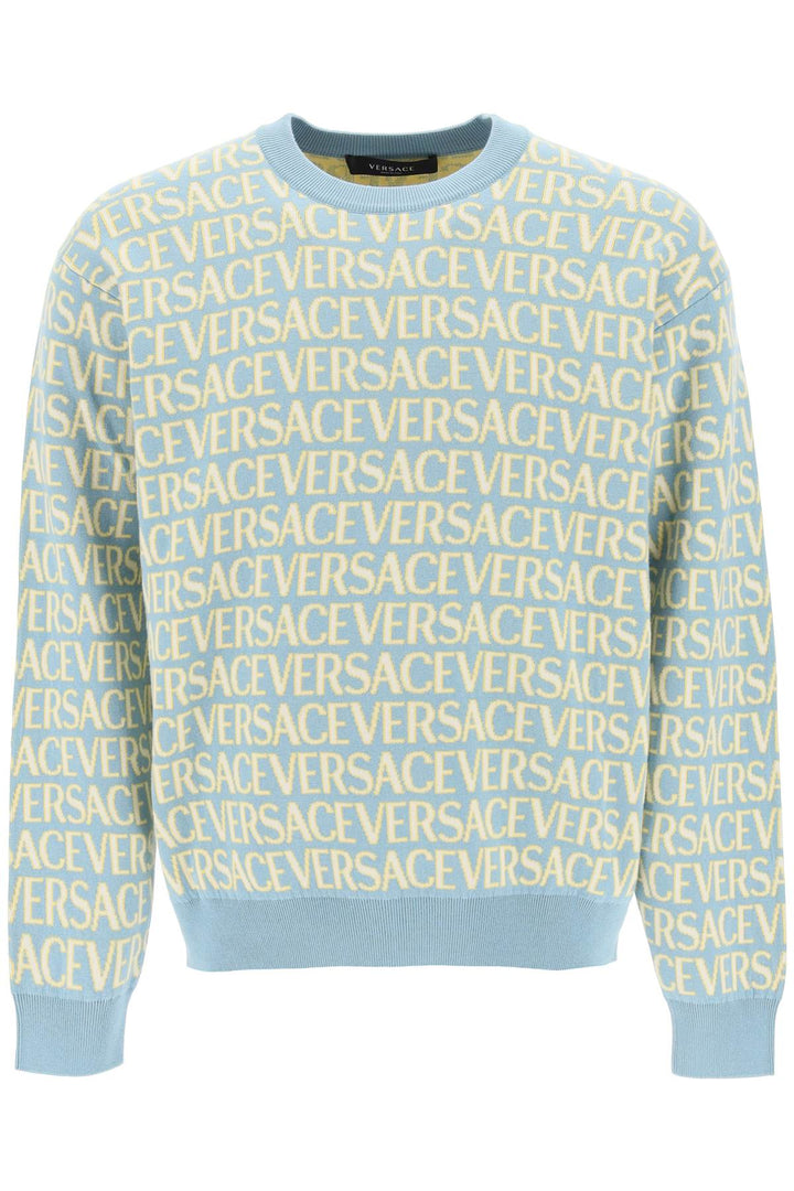 Versace Monogram Cotton Sweater   Celeste