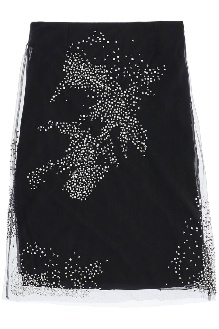 Des Phemmes Diamanté Tulle Skirt   Black