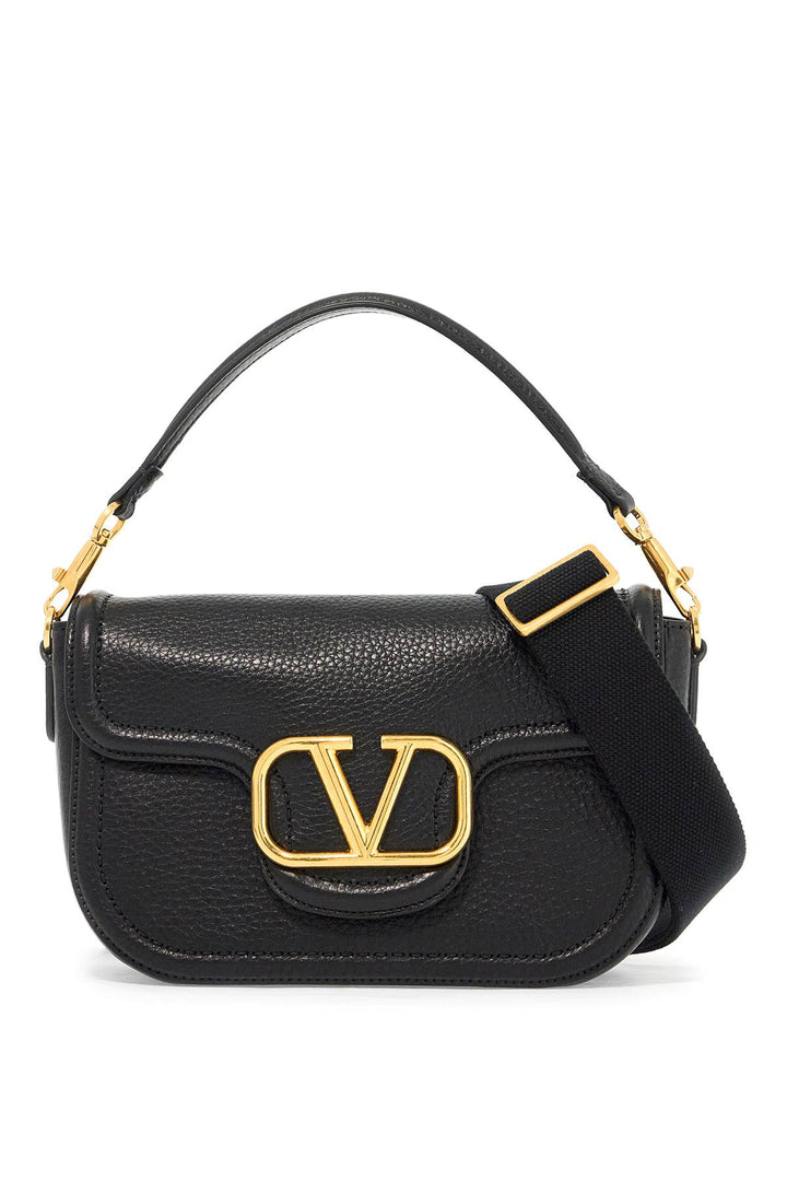 Valentino Garavani Alltime Hammered Leather Shoulder Bag   Black