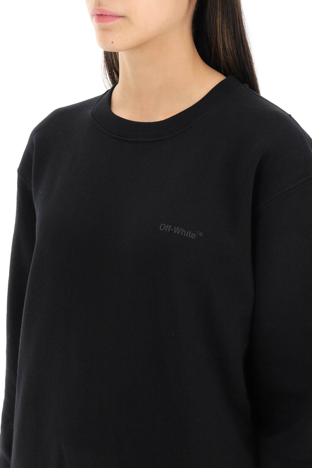 Off White 'Diag' Print Crewneck Sweatshirt   Black
