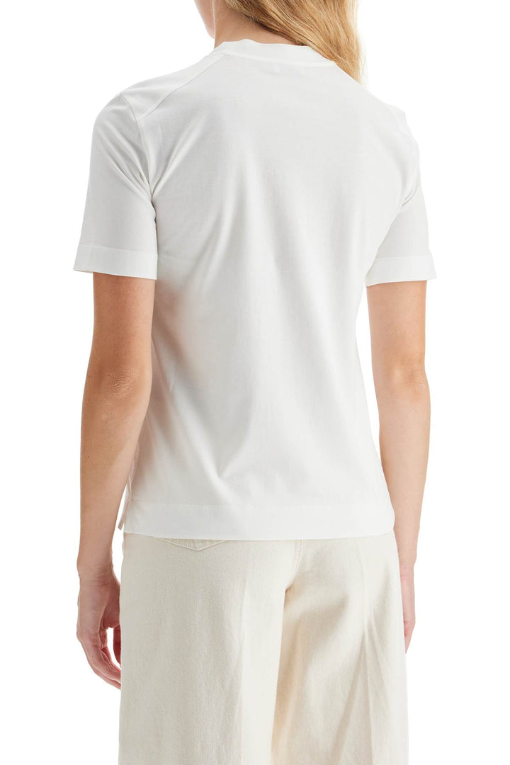 Brunello Cucinelli Round Neck T Shirt With Pendant   White