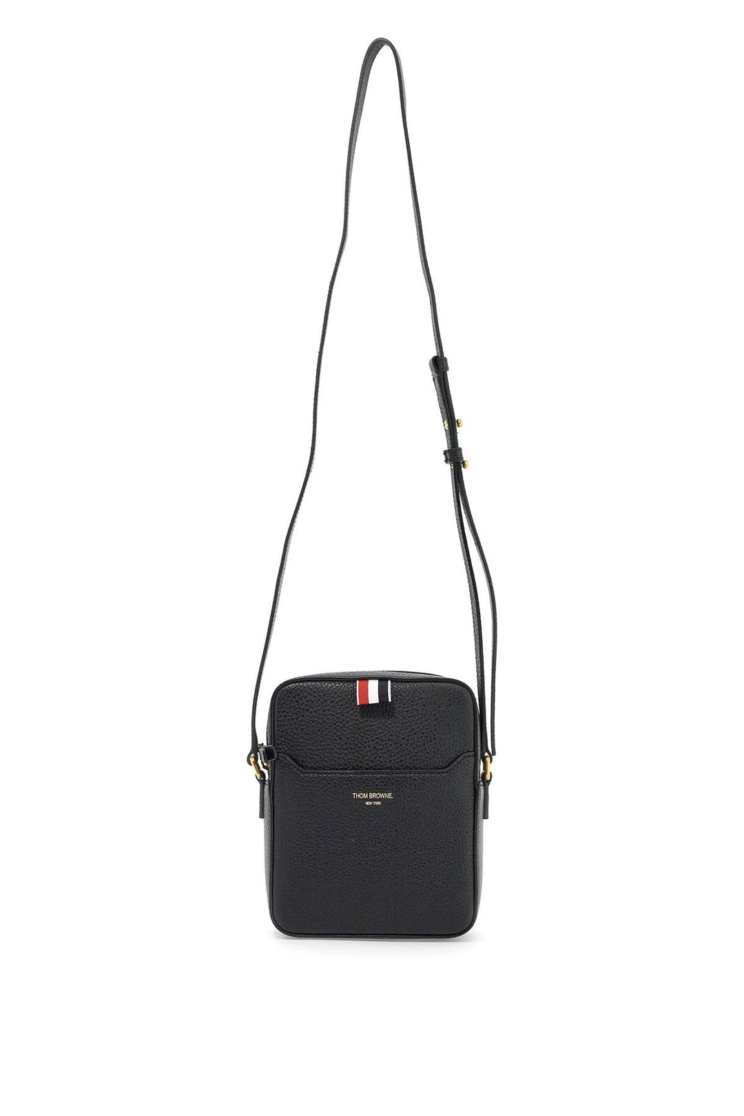 Thom Browne Pebble Grain Leather Vertical Camera Bag   Black
