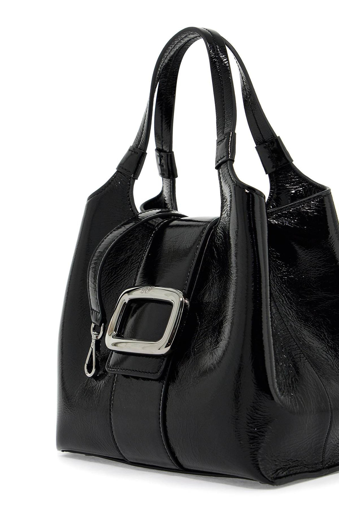 Roger Vivier Mini Viv' Chock Tote Bag In Patent   Black