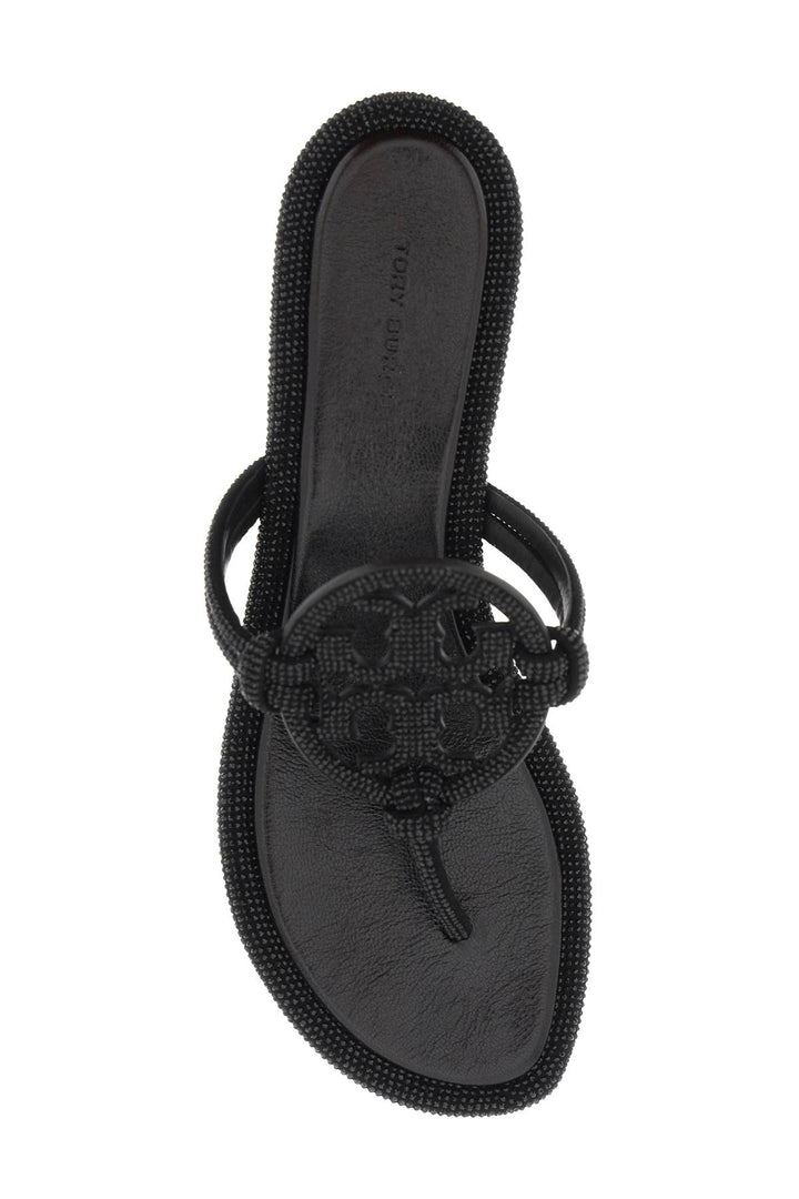 Tory Burch Pavé Leather Thong Sandals   Black
