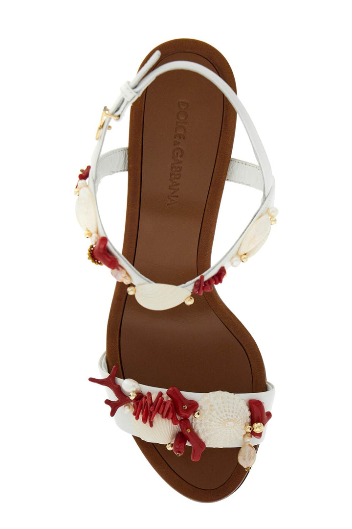 Dolce & Gabbana Nappa Sandals With Coral Embellishments   White