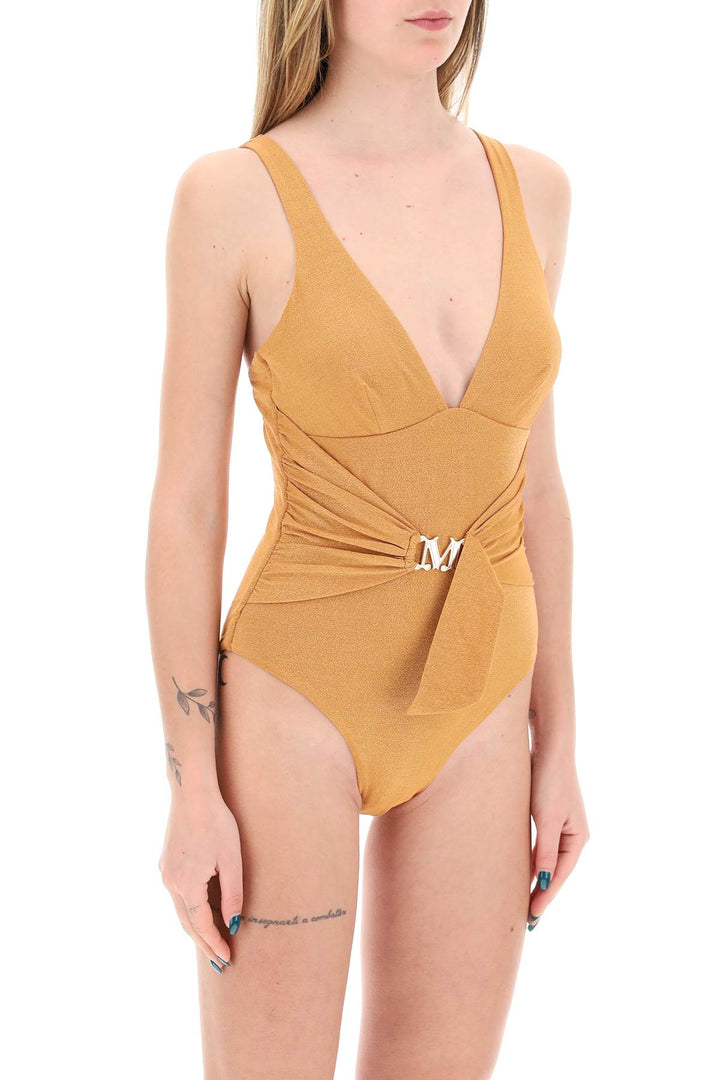 Max Mara Beachwear Replace With Double Quotefull Jersey And Lurex Jumpsuit   Arancio