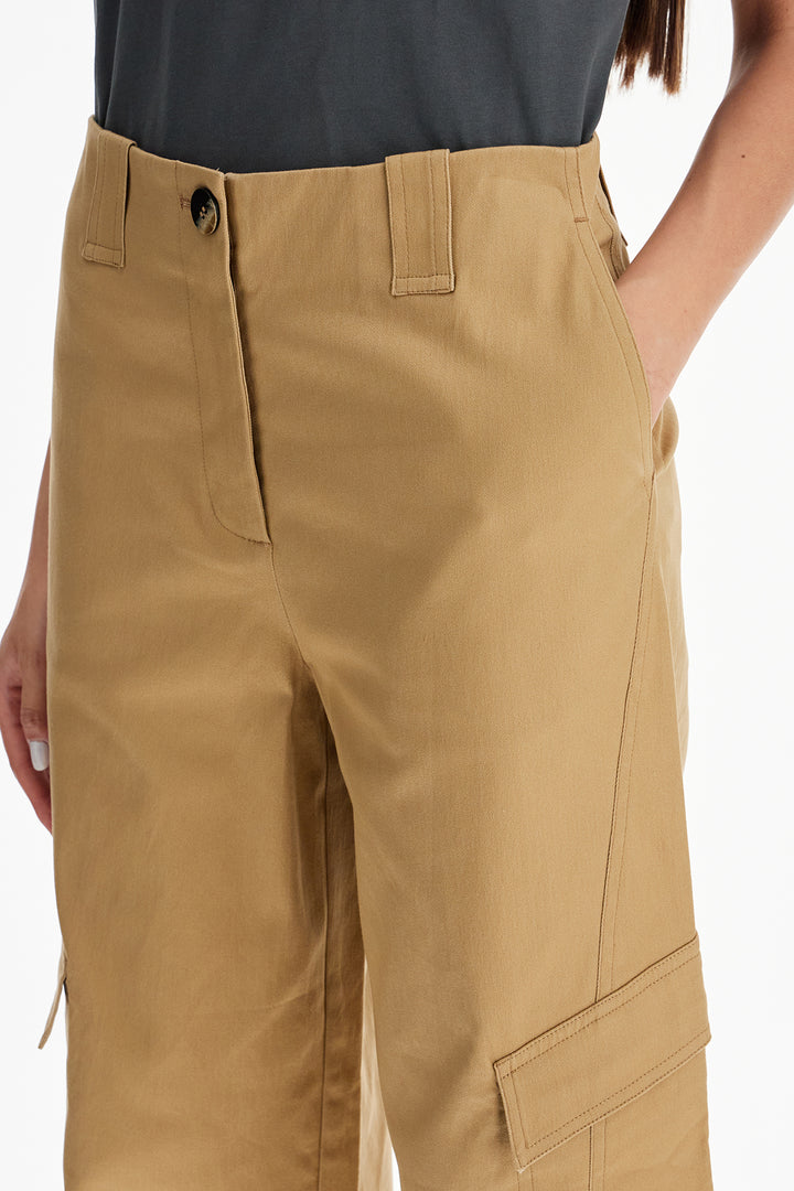 Ganni Checked Canvas Trousers For Men   Beige