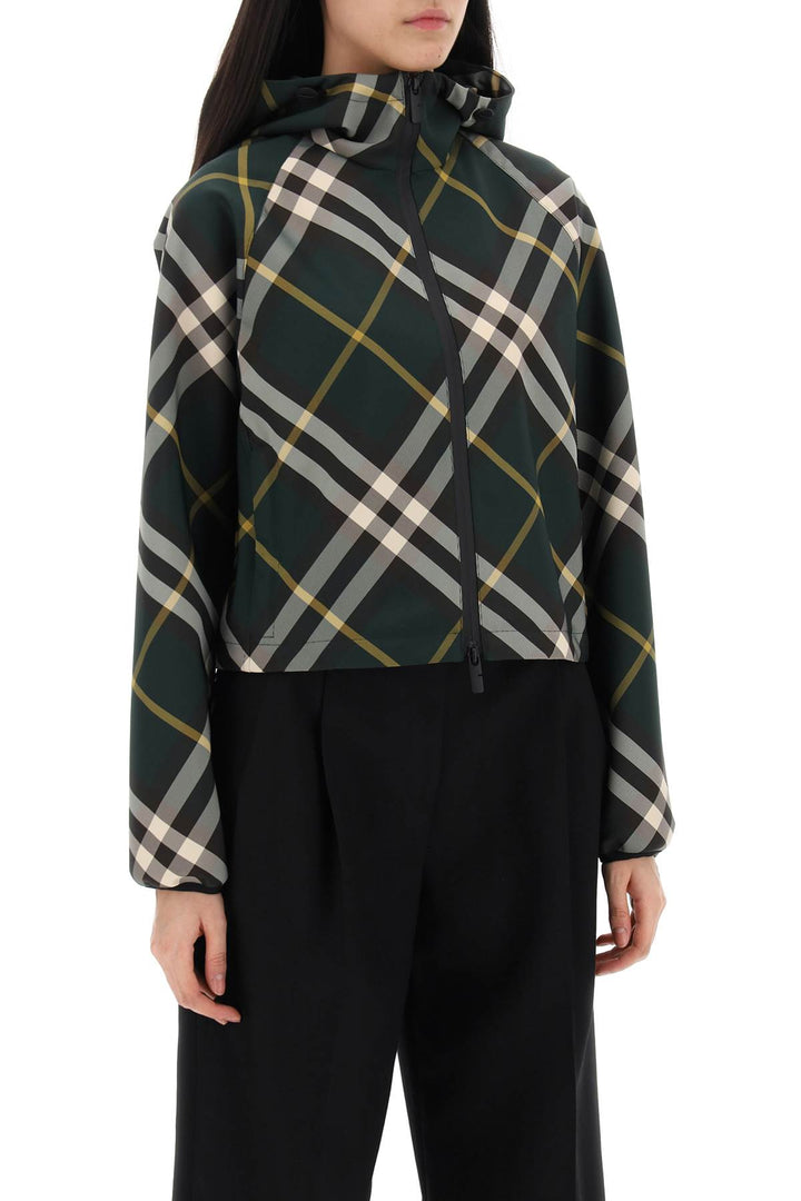 Burberry Lightweight Check Cropped Jacket   Verde