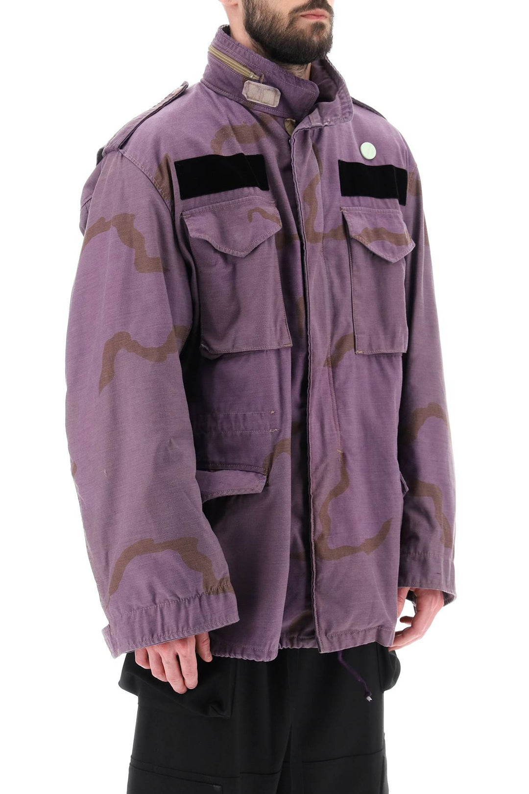 Oamc Field Jacket In Cotton With Camouflage Pattern   Purple