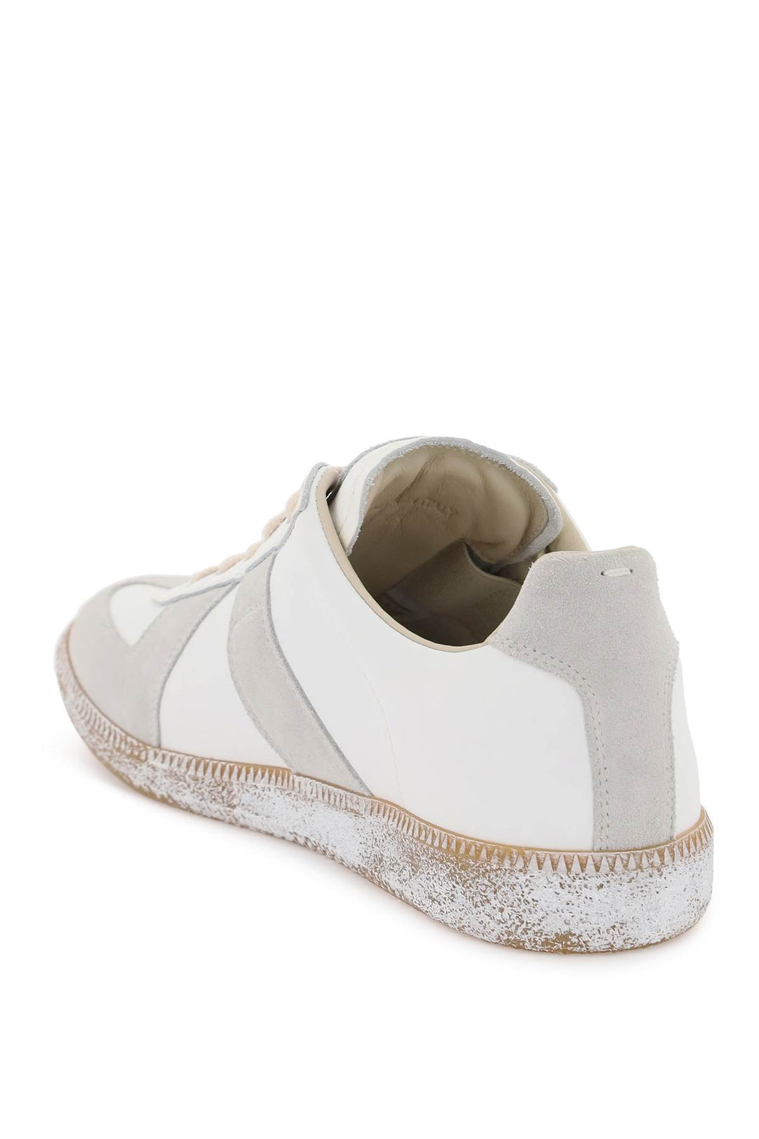 Maison Margiela Vintage Nappa And Suede Replica Sneakers In   Bianco