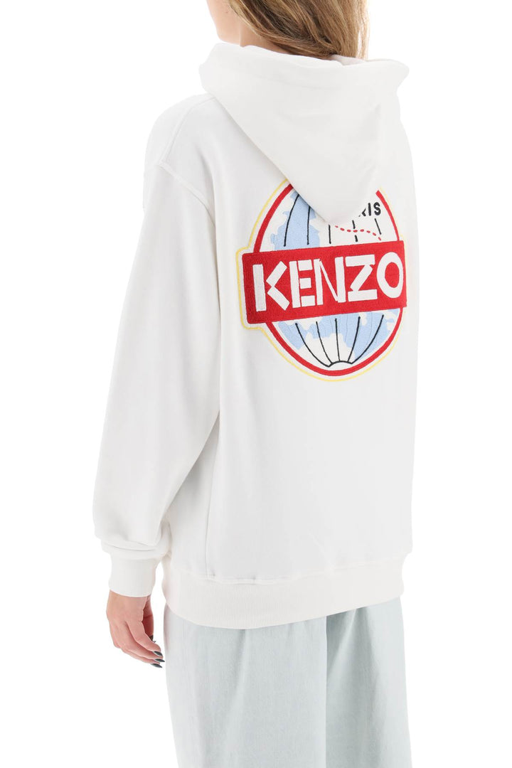 Kenzo World Embroidered Hoodie   Bianco