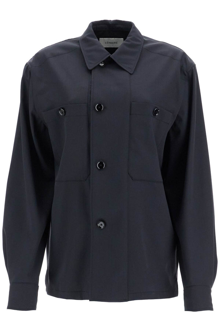 Lemaire Double Breasted Twill Oversh   Black