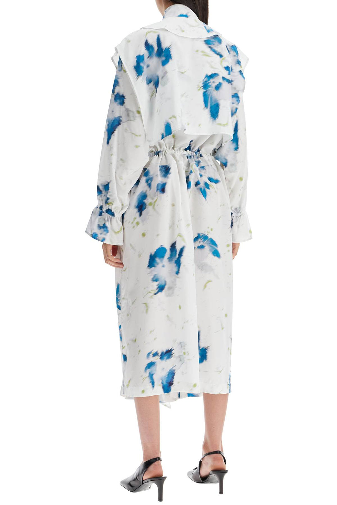 Lemaire Printed Dust Coat With Cape   White
