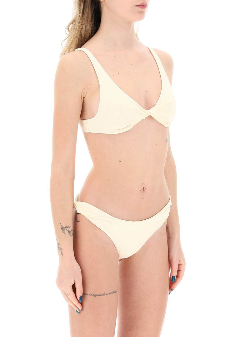 The Attico Ribbed Lycra Bikini Set With   Neutral