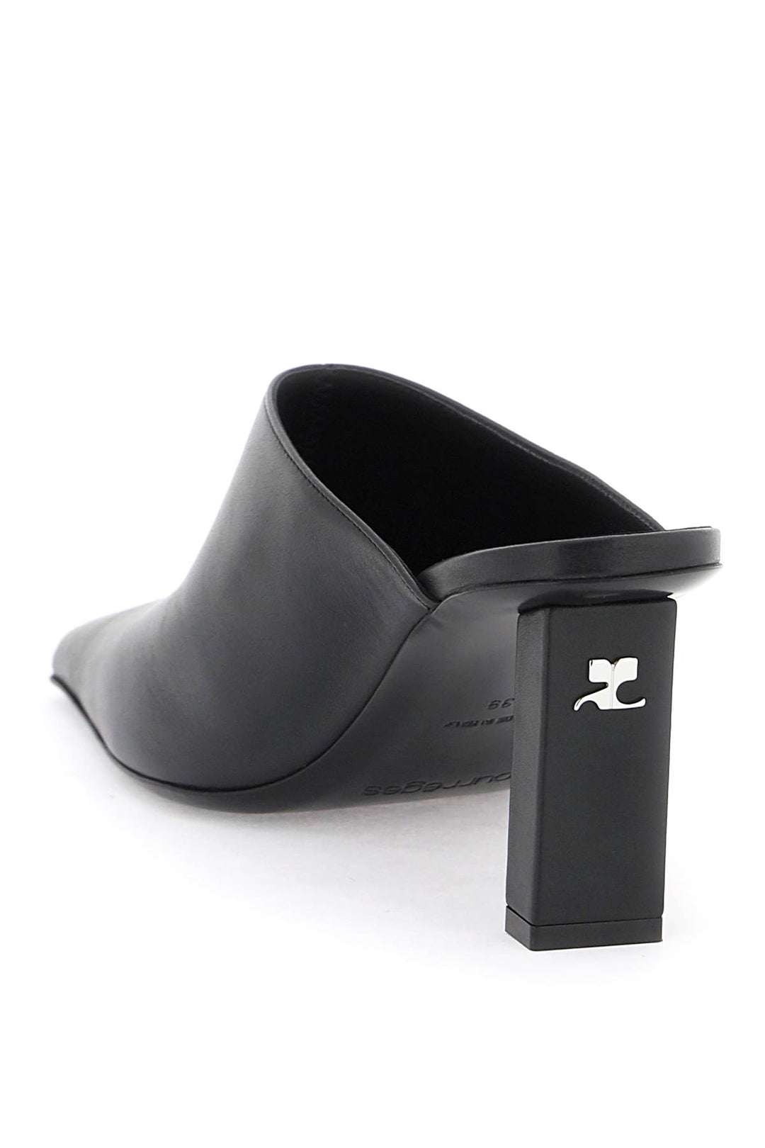 Courreges Leather Mules For   Nero