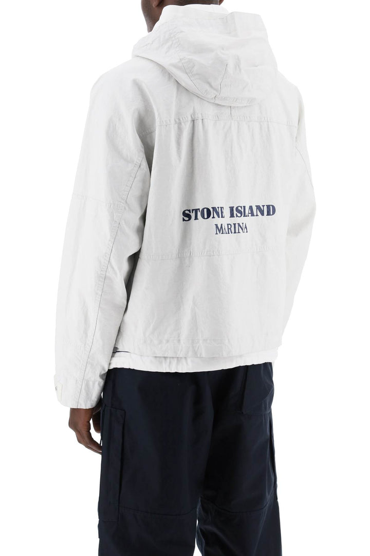 Stone Island Marina Raw Plated Linen Jacket   White