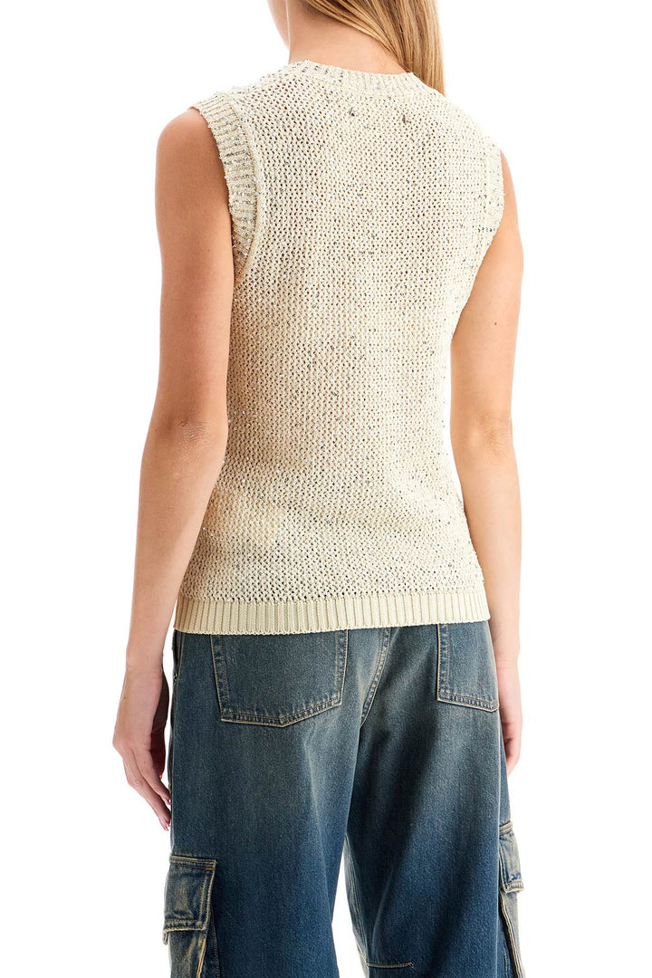 Golden Goose Knitted Vest With Sequins Embell   Neutral