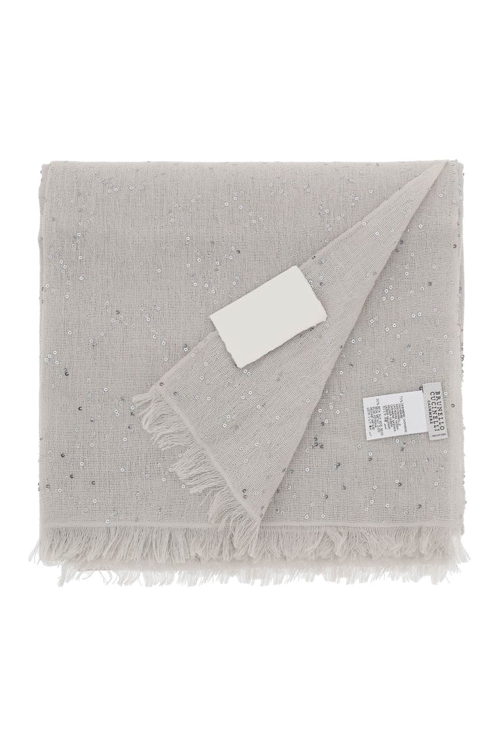 Brunello Cucinelli Replace With Double Quotecashmere And Silk Scarf For   Grigio