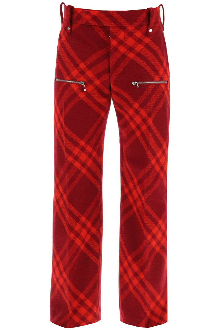 Burberry Check Wool Pants   Red