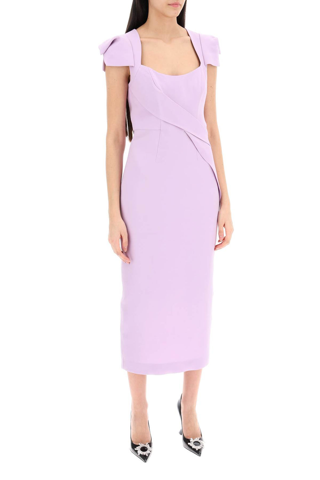 Roland Mouret Midi Dress With Draped Detailing   Pink