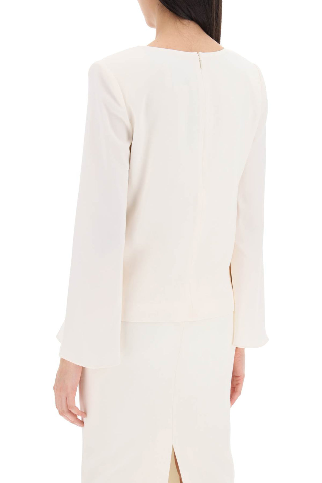 Roland Mouret Cady Top With Flared Sleeves   Bianco