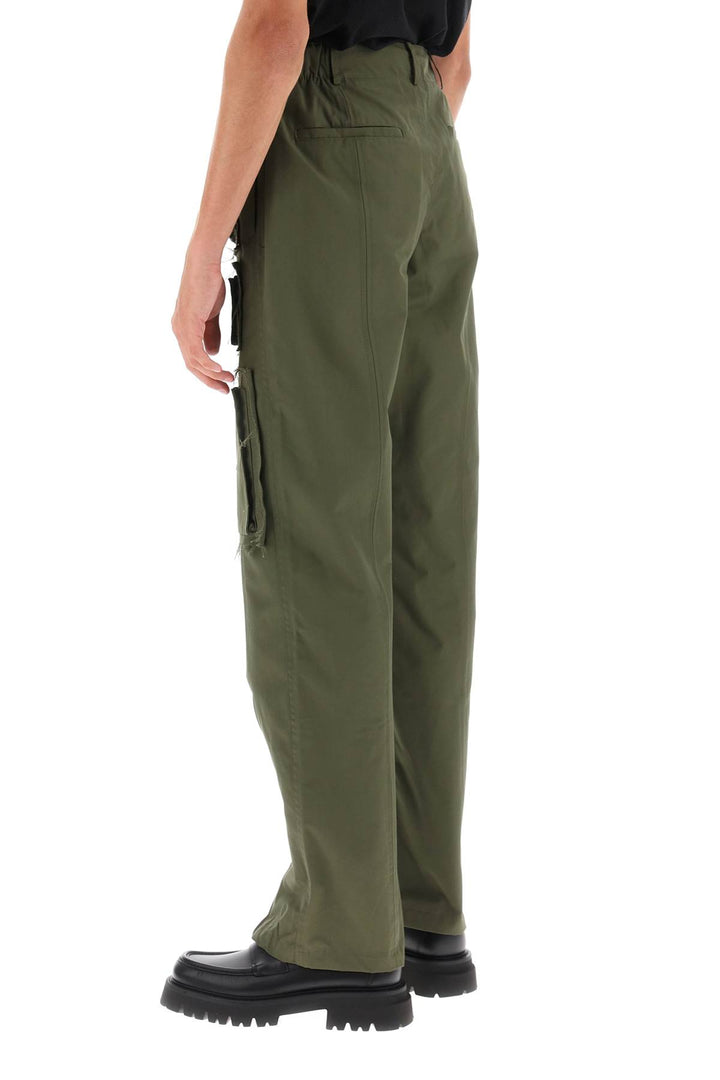 Andersson Bell Cargo Pants With Raw Cut Details   Verde