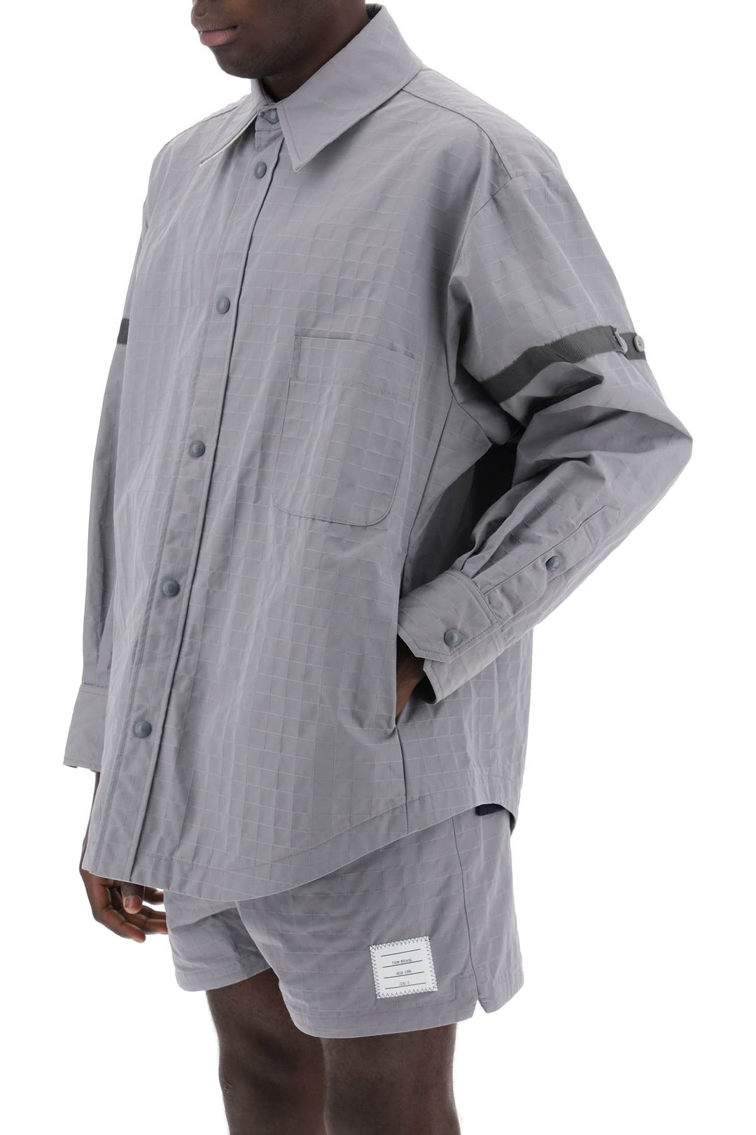 Thom Browne Nylon Ripstop Overshirt In   Grey