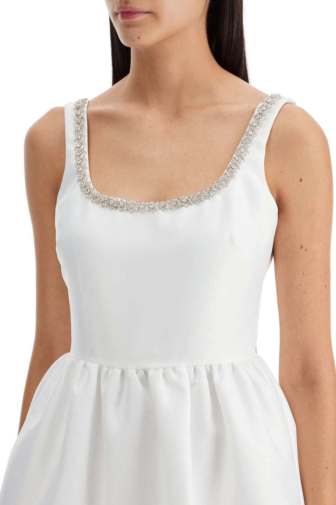 Self Portrait Mini Balloon Dress With Crystals   White