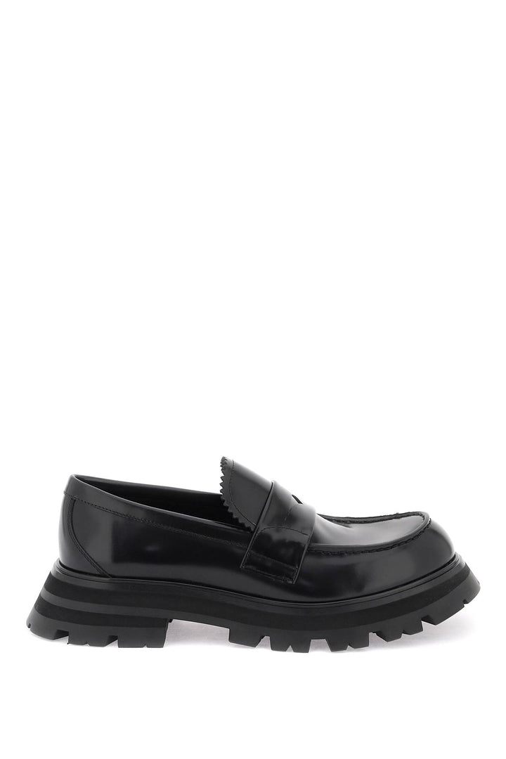 Alexander Mcqueen Brushed Leather Wander Loafers   Black