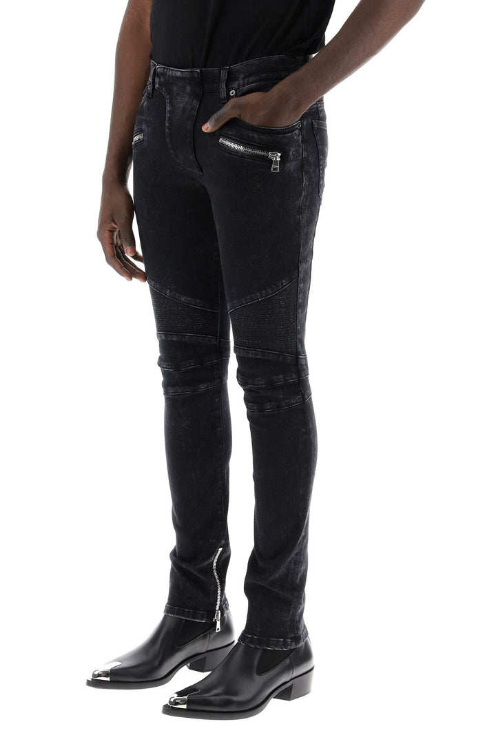 Balmain Slim Biker Style Jeans   Black