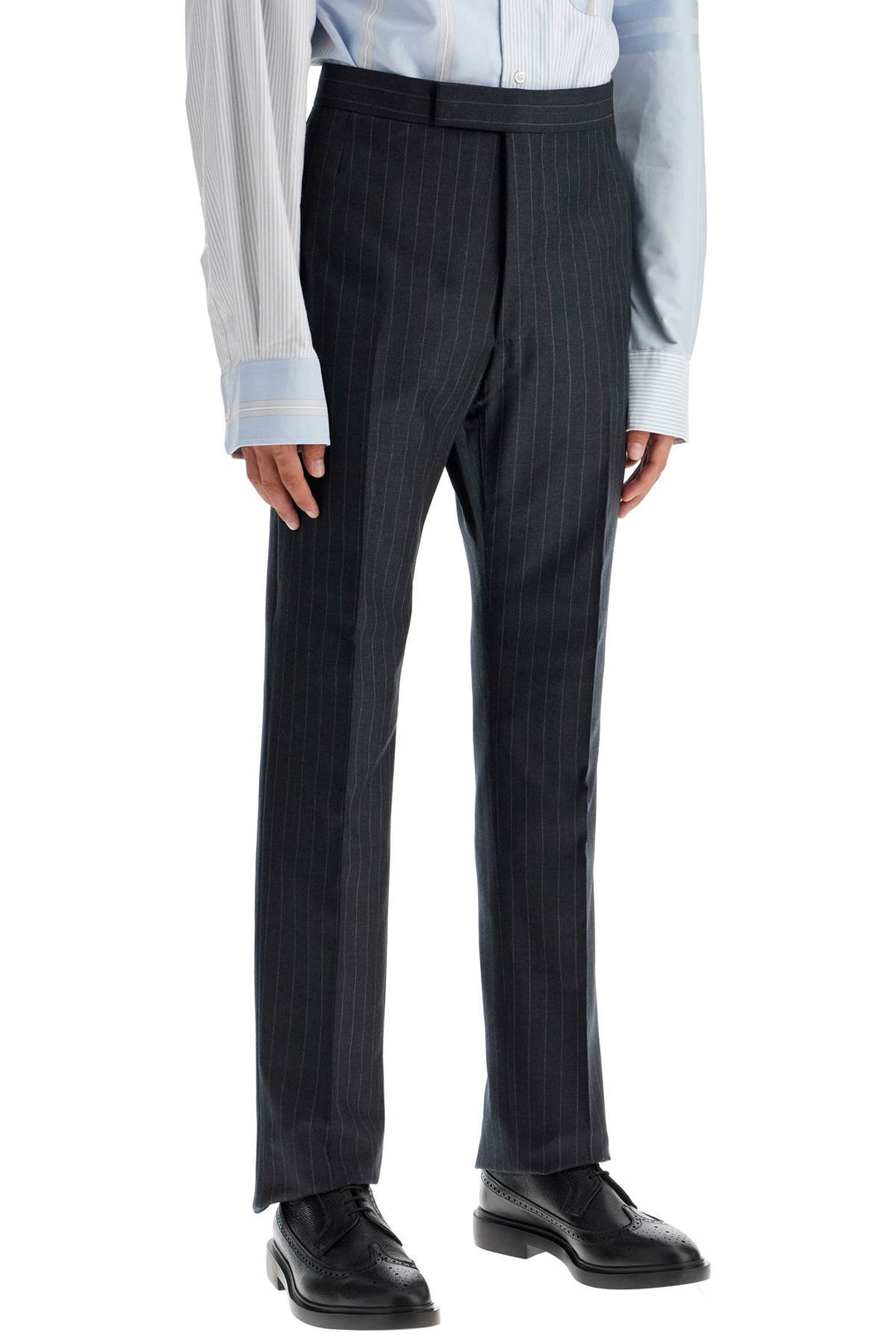 Thom Browne Striped Wool Trousers   Grey
