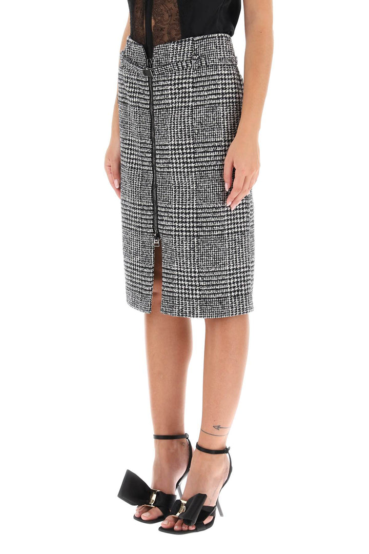 Tom Ford Prince Of Wales Pencil Skirt   Bianco