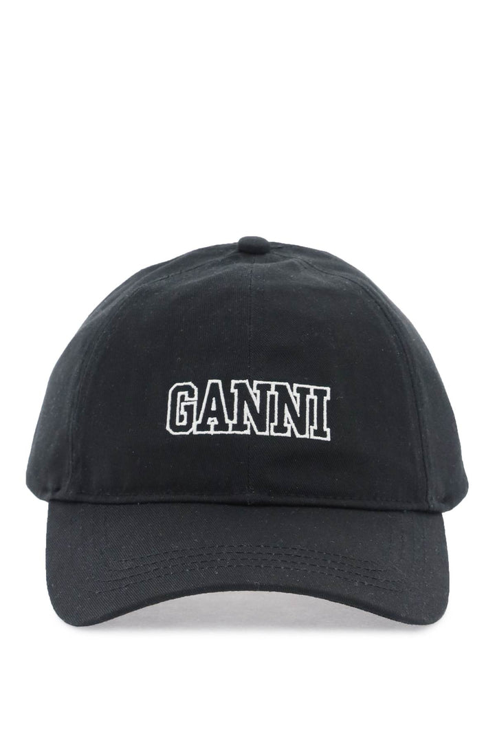 Ganni Baseball Cap With Logo Embroidery   Nero
