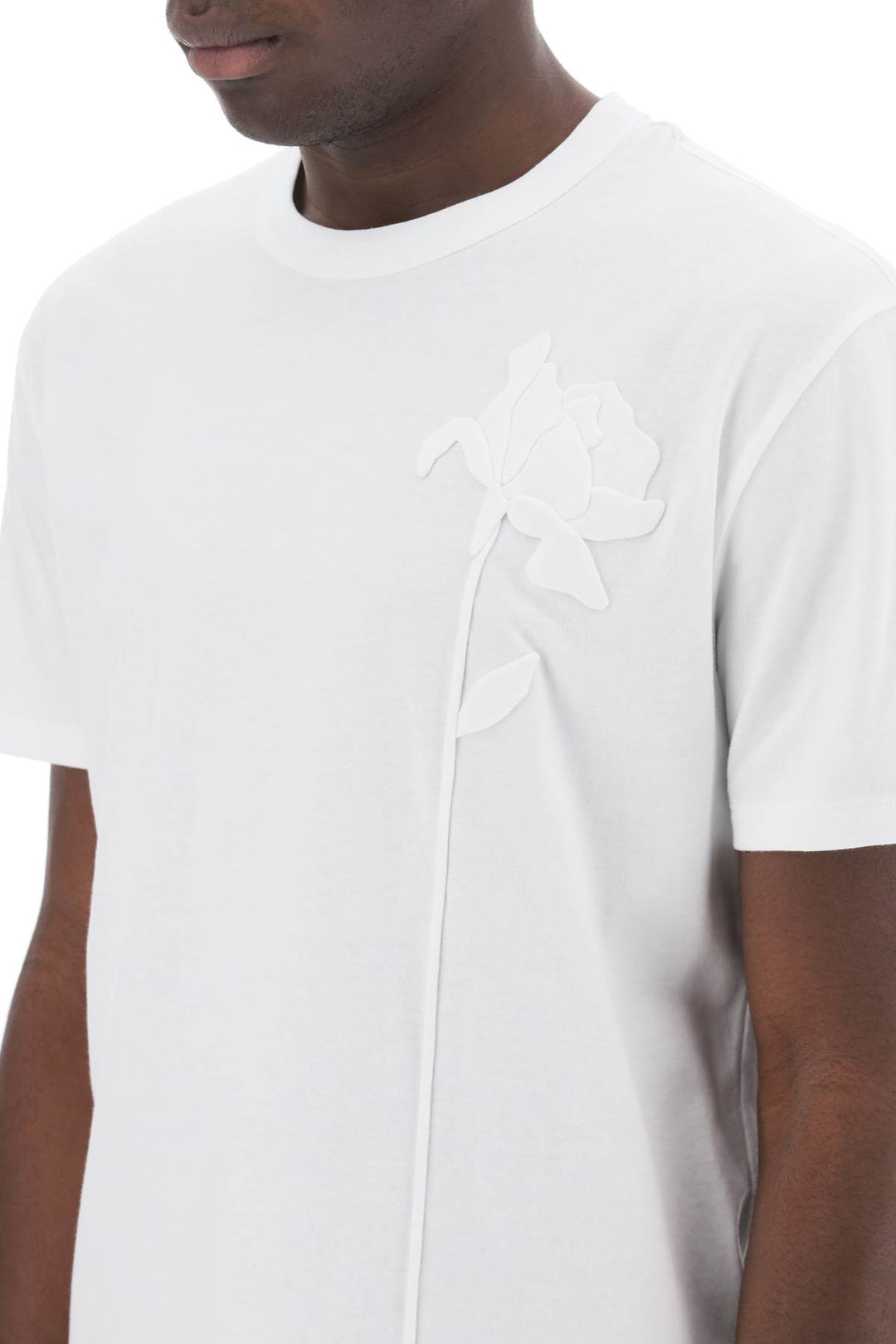 Valentino Garavani Replace With Double Quoteflower Embroidered T Shirt   White