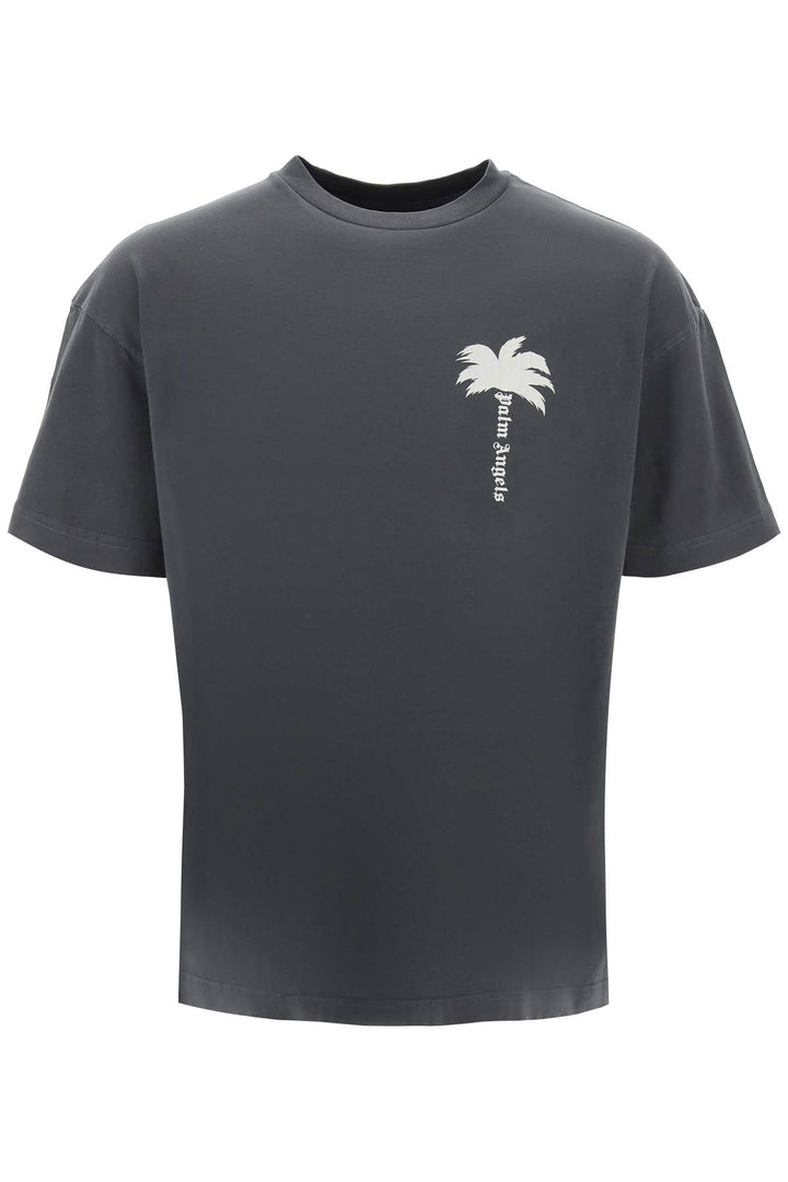 Palm Angels Tree Round Neck T Shirt   Grey