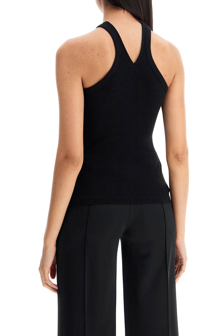 Courreges Ribbed Tank Top With Zipper On The Neckline   Black