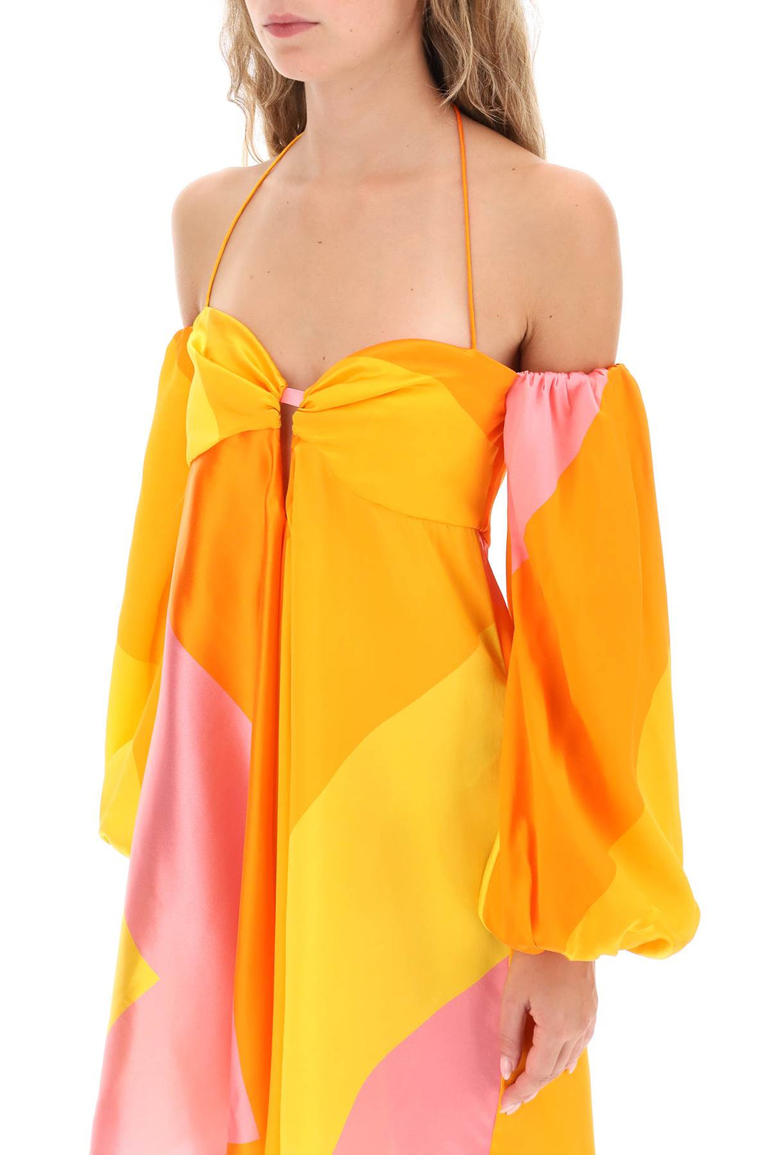 Raquel Diniz Andressa Silk Satin Mini Dress   Arancio